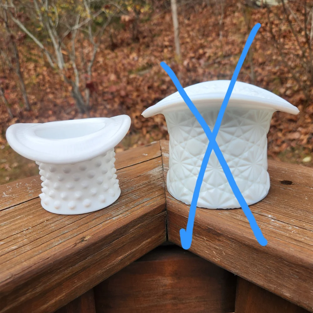 Vintage Fenton Hobnail Milkglass Top Hat Toothpick / QTip /Matchstick Holder